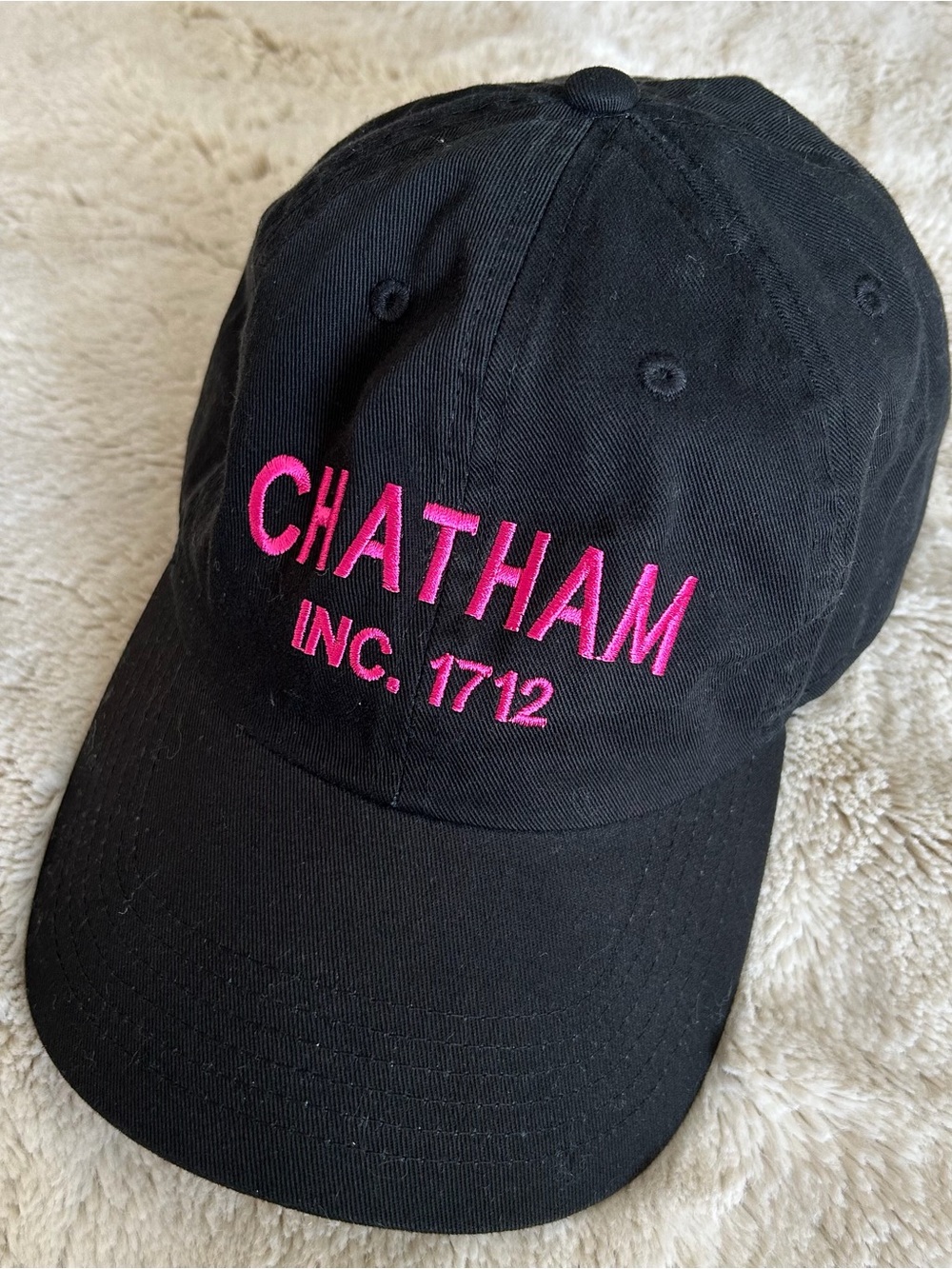 Newhattan Chatham, MA Cotton Hat Baseball Cap Adjustable Black and Pink NWOT